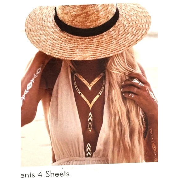 Flash Tattoos Lunar Love Authentic Metallic Temporary Tattoos 4 Sheet Pack - Picture 6 of 12